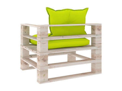 Canapé palette de jardin avec coussins vert vif bois de pin FRGO87453