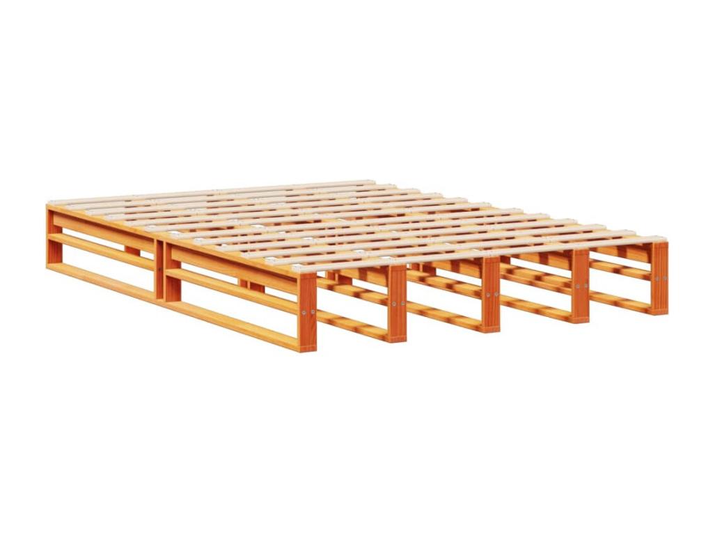 Lit bibliothèque sans matelas cire marron 120x200cm bois massif CJUH72698