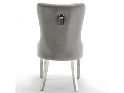 Lot de 2 chaises POIGNEE Cloûté en velours gris pied chromé TSKD93824