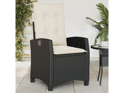 Chaise inclinable de jardin avec coussins noir résine tressée HOFN72779