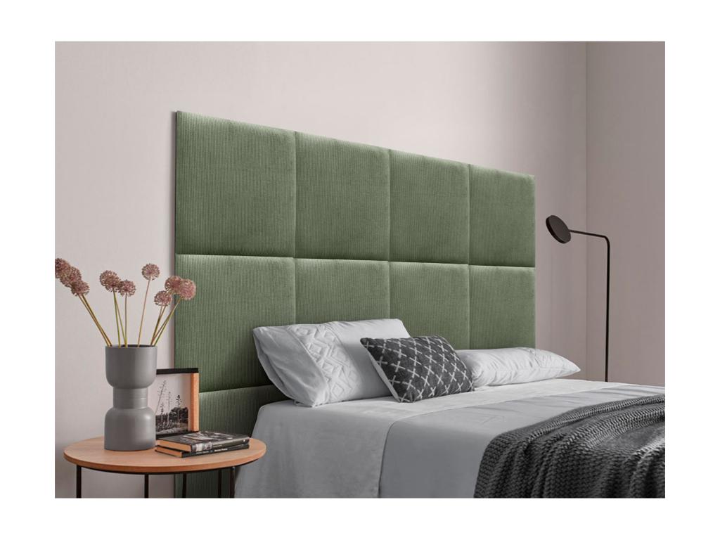 Chezlova Tête de lit rembourrée en velours tricoté de qualité Chezlova inférieure composée de panneaux autocollants interchangeables vert Chezlova 145 cm HXGZ75596