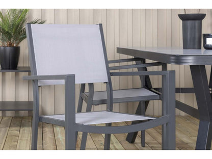 Chezlova ensemble de jardin table 90x160cm noir 4 chaises Chezlova gris. OQHG43142