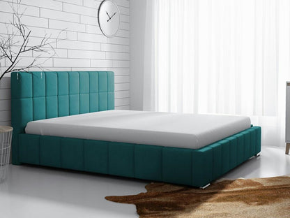 Lit Chezlova 120 Double Turquoise 140x200 Tapisserie Sommier à Chezlova 158x222x92cm FWOV01640