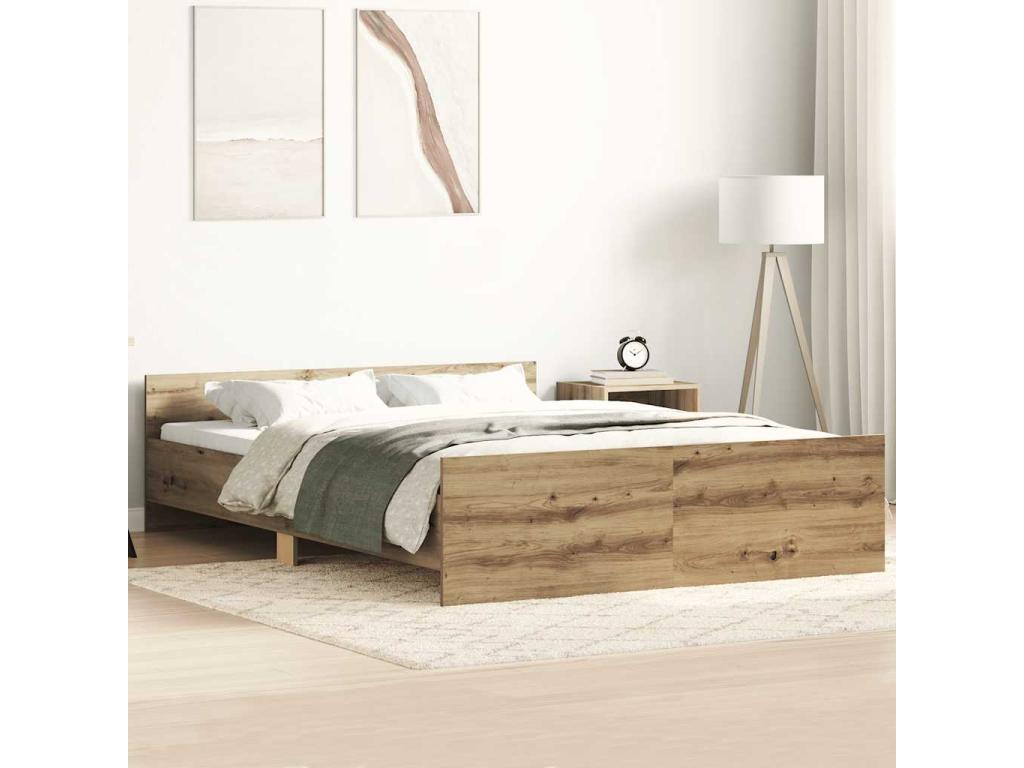 Cadre de lit sans matelas chêne artisanal 135x190 cm AODM87054
