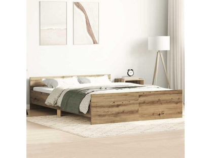 Cadre de lit sans matelas chêne artisanal 135x190 cm AODM87054