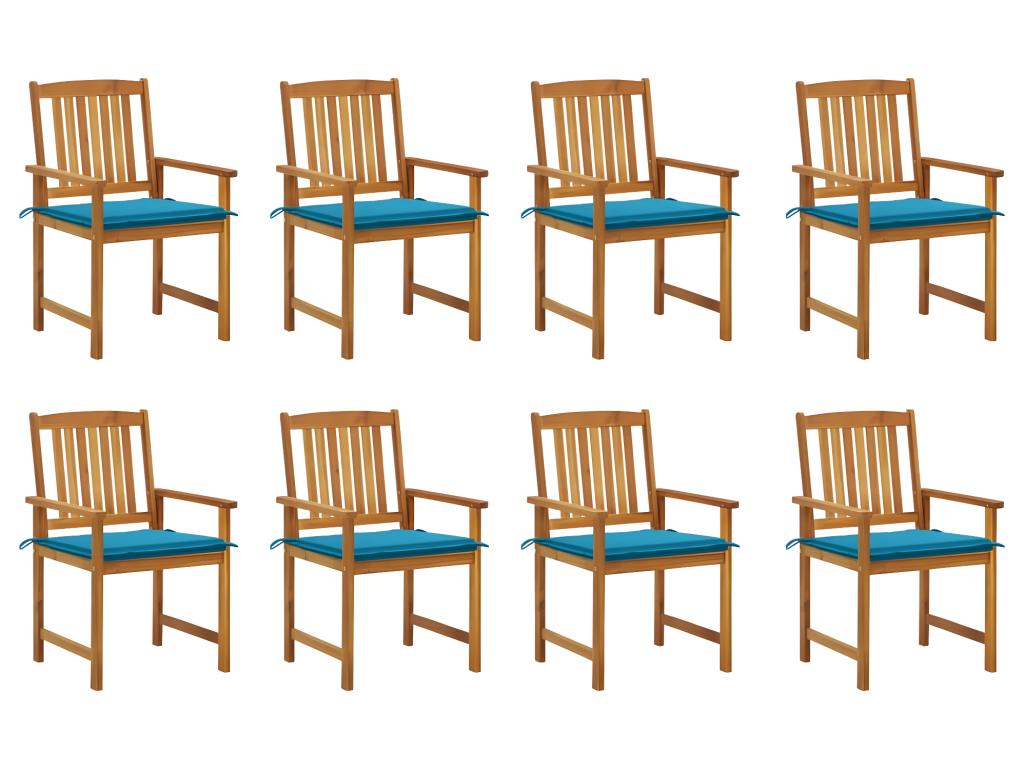 Chaises de jardin avec coussins lot de 8 Bois d'Chezlova solide PGLG18061
