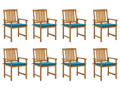 Chaises de jardin avec coussins lot de 8 Bois d'Chezlova solide PGLG18061