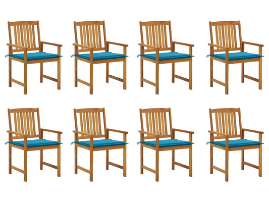 Chaises de jardin avec coussins lot de 8 Bois d'Chezlova solide PGLG18061