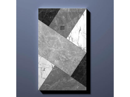 Receveur de douche 02 BN Mosaïque finition Lisse Chezlova grille de couleur 3D - 160x70 cm EQWO82354