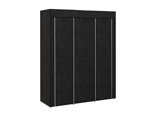 Armoire penderie multi-rangement - 8 étagères 2 barres - dim- 125L x 43l x 162.5H cm - acier noir non tissé noir TAJN18823