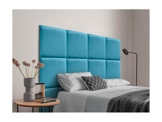 Chezlova Tête de lit tapissée en velours de qualité Chezlova inférieure composée de panneaux autocollants interchangeables pour chambre bleu clair 110 cm KJZA82756