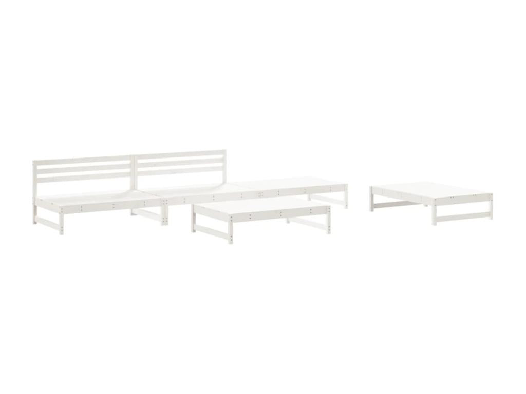 Salon de jardin 5 pcs blanc bois massif de pin XTOL15893