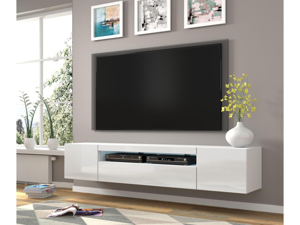 Meuble Tv AURA RTV200 3D 200x37x42 Blanc SRZF10919