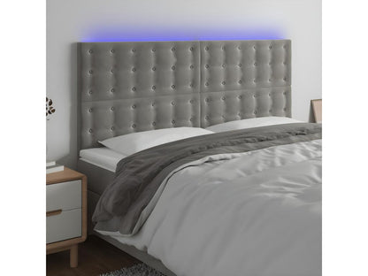 Tête de lit à LED Gris clair 180x5x118/128 cm Velours IBZB57338