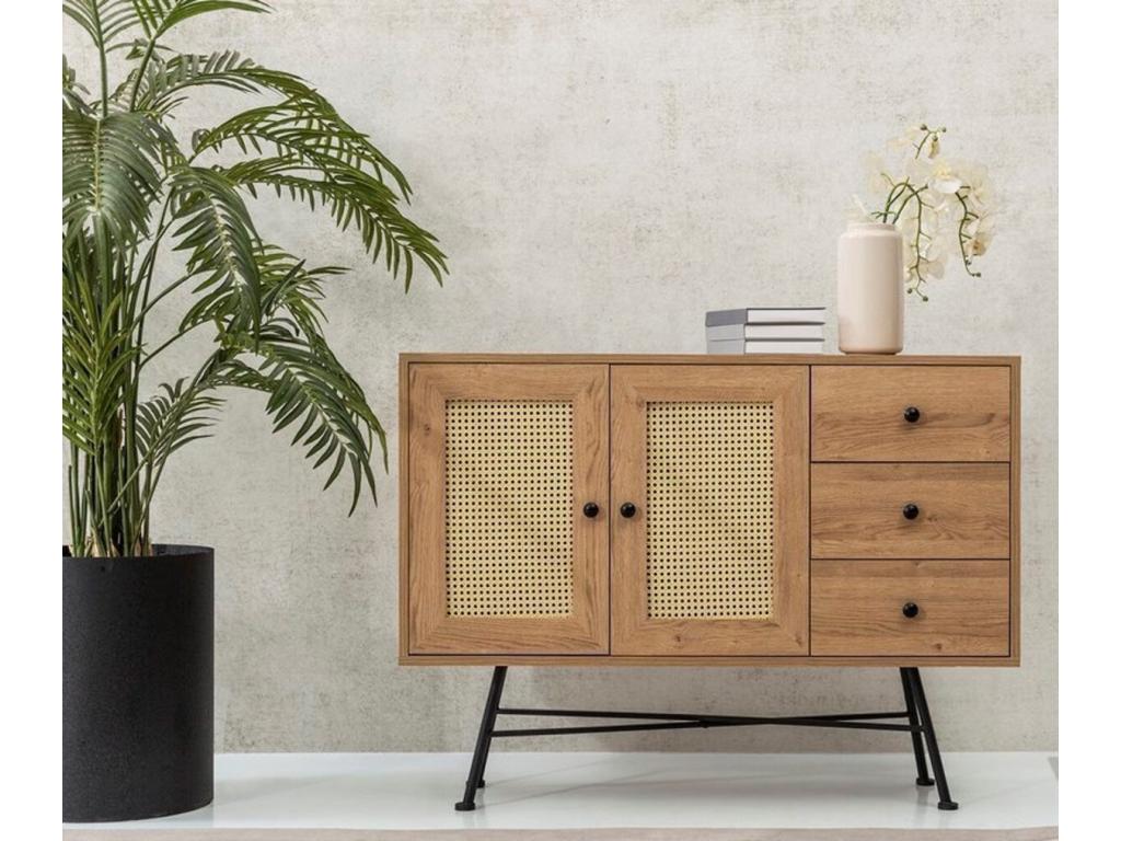 Buffet Chezlova mini 120 cm 2 portes 3 tiroirs 120 cm chêne VPMQ73841