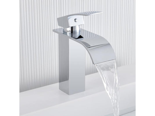 Chezlova max Robinet Lavabo Chezlova Chromé avec l'Eau Froide/Chaude Inox 304 Ensemble Salle Bain Accessoire 6 Pièces Auto-adhésif/percer Inox Brossé QXEE25706