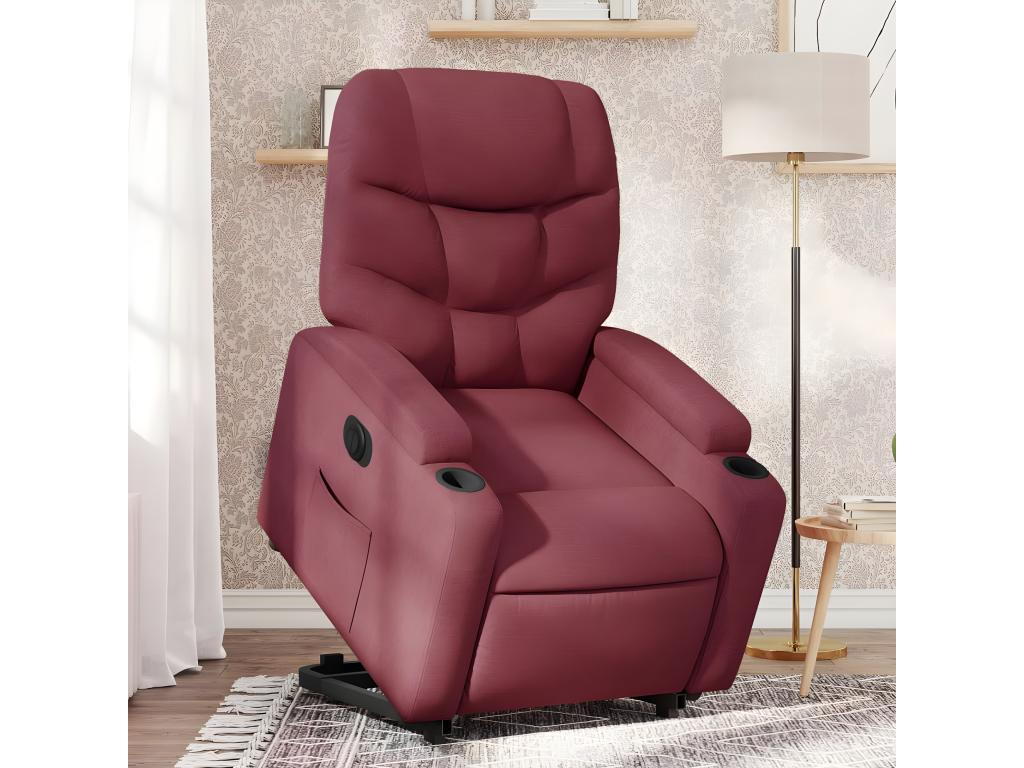 Fauteuil inclinable électrique rouge bordeaux tissu JYWO69555