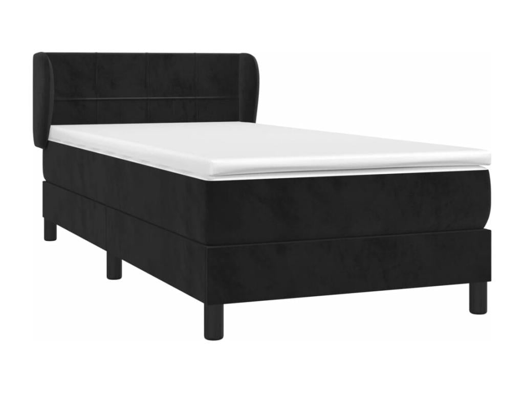 Sommier à Chezlova de lit avec matelas Noir 90x190 Velours AJCL68580