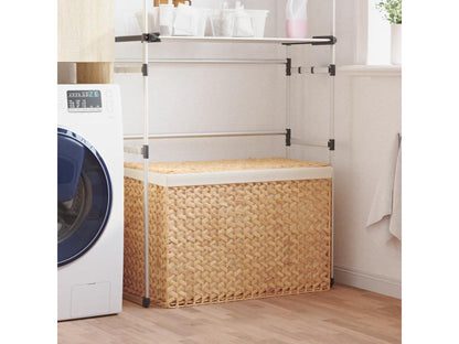 Panier à linge avec 3 sections 75x42.5x52 cm hyacinthe d'eau KPPN87487