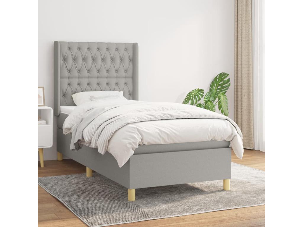 Lit à sommier tapissier avec matelas Gris clair 100x200cm Tissu XXNW99931