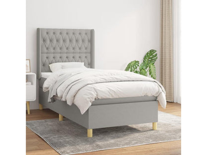 Lit à sommier tapissier avec matelas Gris clair 100x200cm Tissu XXNW99931