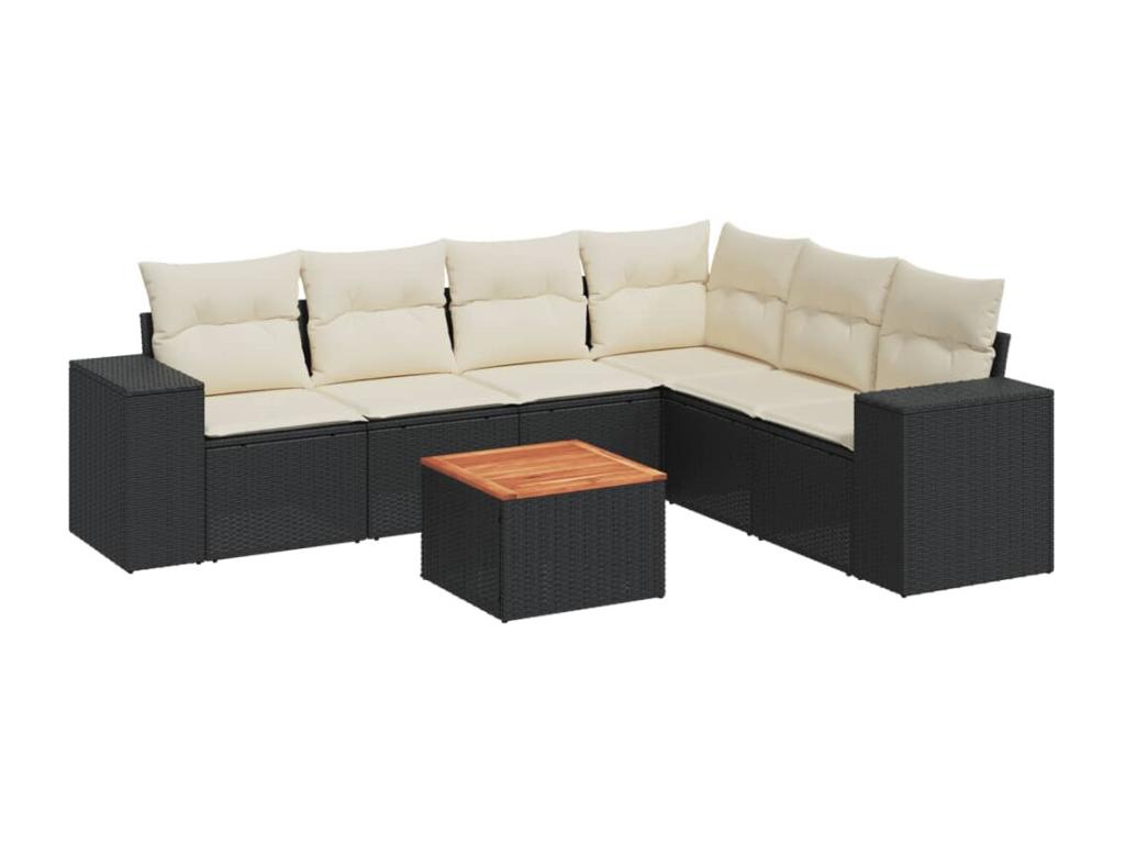 Salon de jardin 7 pcs avec coussins noir résine tressée SRRI27878