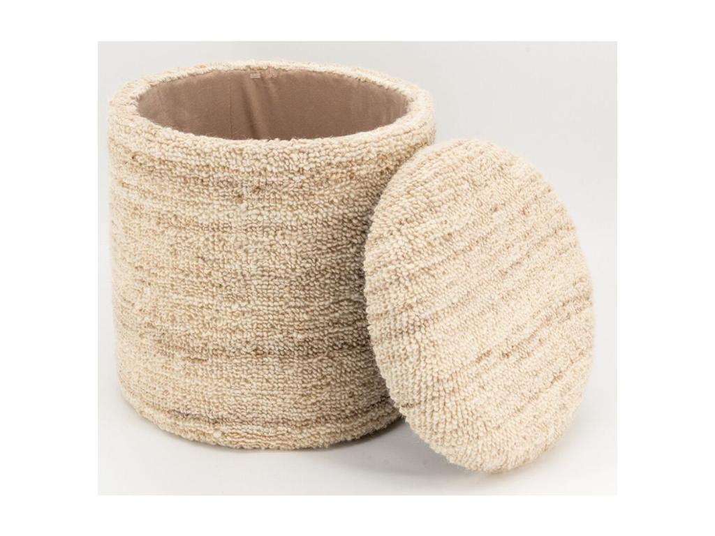 Pouf / coffre en laine bouclette Grand SQJB69316