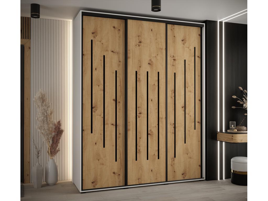 ARMOIRE Chezlova 8 À PORTES COULISSANTES 235.2/200/60 3 portes Blanc/Chezlova/Argent YHGH72587