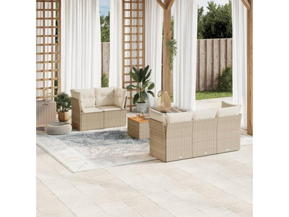 Salon de jardin avec coussins 6 pcs beige résine tressée BXIY58292