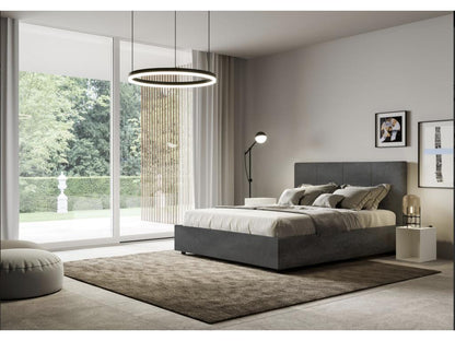 Lit capitonné microfibre Chezlova-Couleur Gris foncé-140x190 LGOK83374