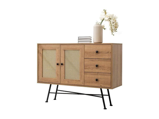 Buffet Chezlova mini 120 cm 2 portes 3 tiroirs 120 cm chêne VPMQ73841