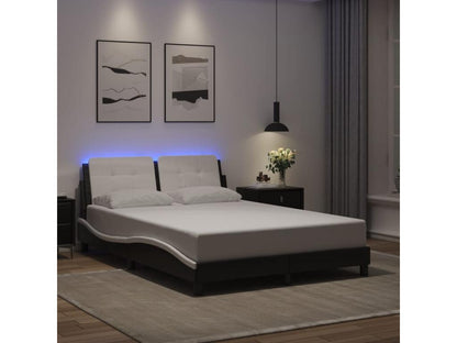 Cadre de lit avec LED sans matelas noir et blanc 140x190 cm DBXN50058