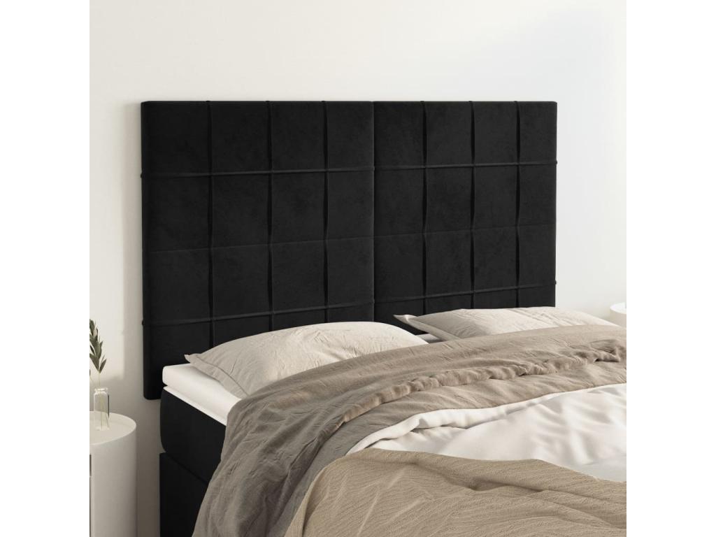 Tête de lit 4 pièces Noir 72x5x78/88 cm Velours AKZC94255
