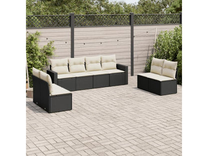 Salon de jardin 8 pcs avec coussins noir résine tressée BLJR71644