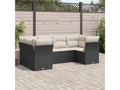 Salon de jardin 6 pcs avec coussins noir résine tressée ENPG36127