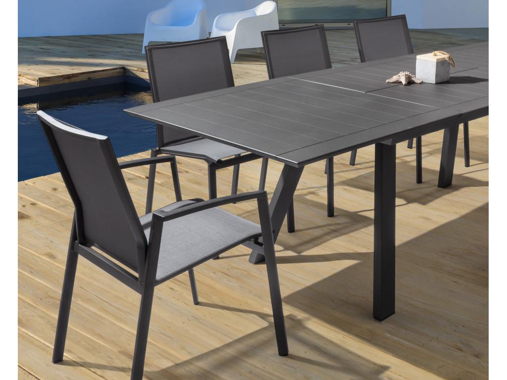 Chaise de jardin en aluminium noir anthracite Chezlova - Lot de 4 VSCQ73970