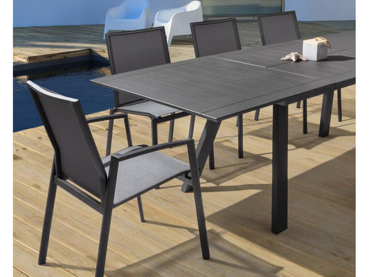 Chaise de jardin en aluminium noir anthracite Chezlova - Lot de 4 VSCQ73970