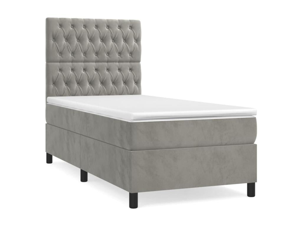 Sommier à Chezlova de lit et matelas Gris clair 100x200cm Velours OIGW21878