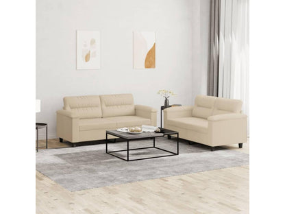 Ensemble de canapés 2 pièces avec coussins crème tissu microfibre CCPP51982