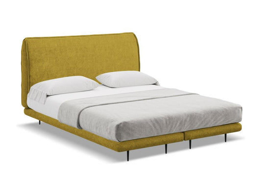 Lit matelas capitonné en tissu bouclette 160x200 - moutarde - Chezlova SIFT82223