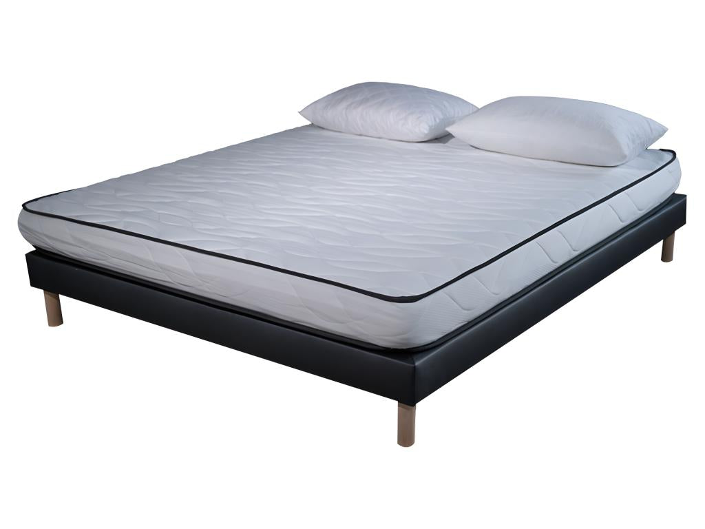 Ensemble Matelas mousse Confort 140x190cm - mousse - 2 Oreillers 50x70 et Sommier noir YDED54140