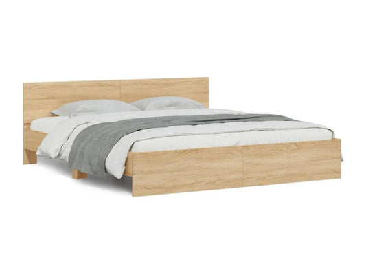 Cadre de lit avec tête de lit chêne Chezlova 200x200 cm MKMH99889