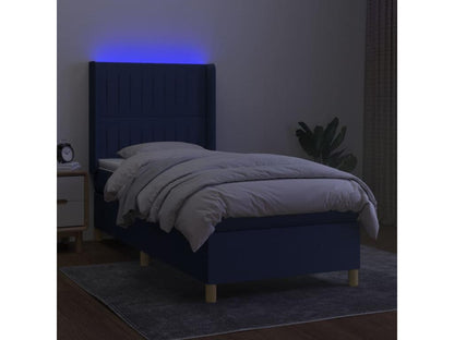 Sommier tapissier avec matelas et LED Bleu 100x200 cm Tissu LITG42542
