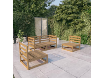 Salon de jardin 4 pièces marron miel bois de pin massif GUPX14642