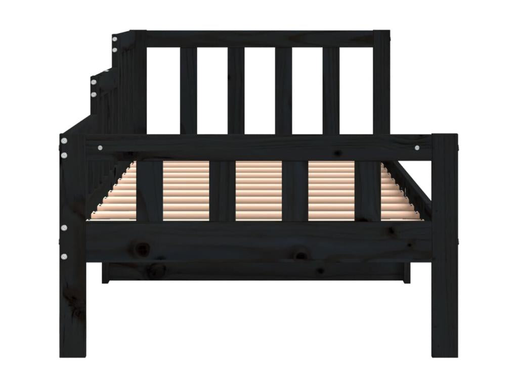 Lit de jour Noir 80x200 Bois de pin massif TNJA48268