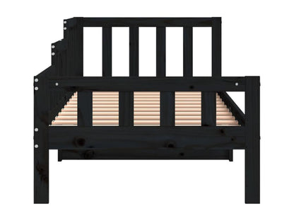 Lit de jour Noir 80x200 Bois de pin massif TNJA48268