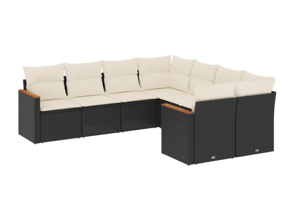 Salon de jardin 8 pièces avec coussins noir résine tressée URHY80442