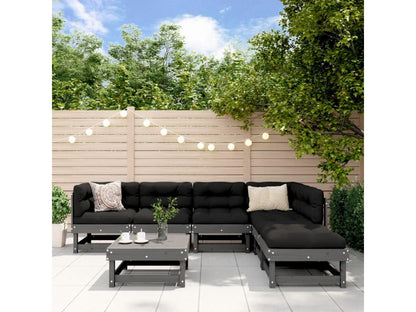 Salon de jardin 7 pièces Gris Bois de pin massif TQNP47077