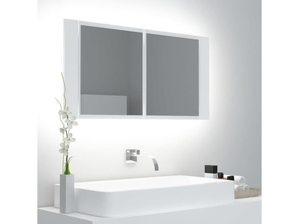 Armoire de salle de bain à miroir à LED Blanc 90x12x45 JOGP58571