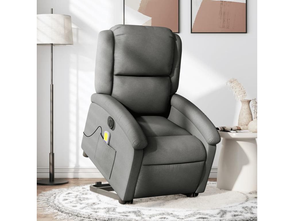 Fauteuil inclinable massant électrique Gris foncé Tissu IYDM38468